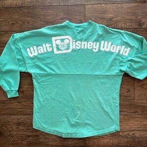 Walt Disney World Park long-sleeve tshirt rugby shirt. Large. Teal. Medium